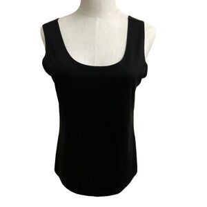 Chico's Women's Black Sleeveless Tank Top Scoop Neck Versatile Essential Sz 1 Sm